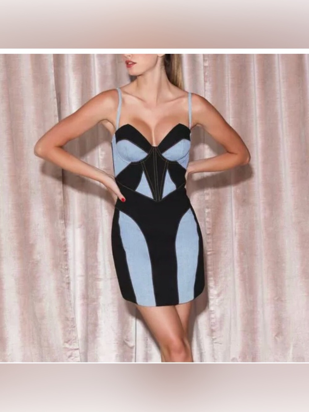 Fleur du Mal Two Tone Denim Bustier Mini Dress NWT Size 2